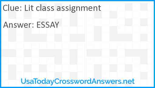 Lit class assignment Answer