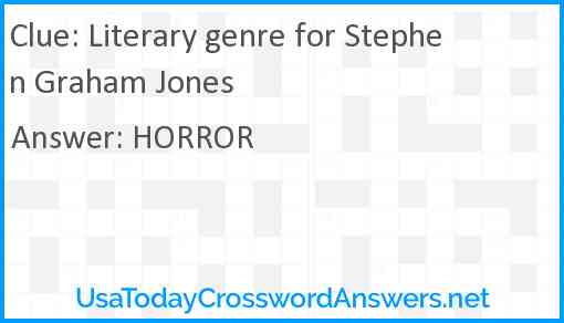 Literary genre for Stephen Graham Jones Answer