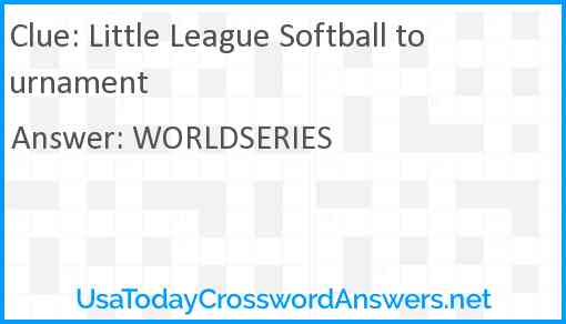 Little League Softball tournament Answer