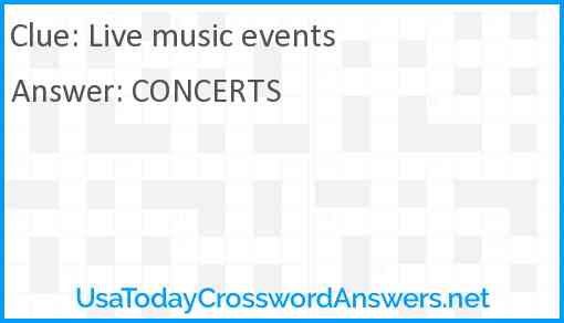 Live music events Answer