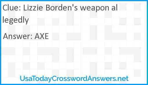 Lizzie Borden's weapon allegedly Answer