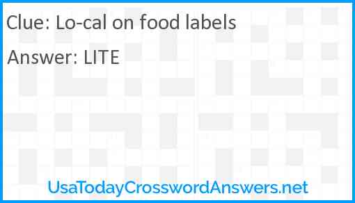 Lo-cal on food labels Answer