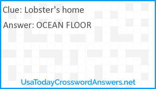 Lobster's home Answer