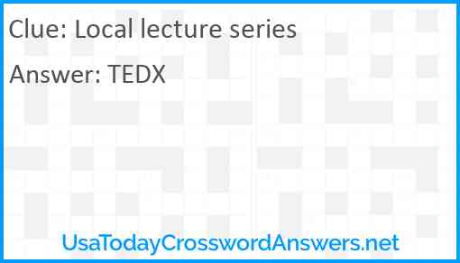 Local lecture series Answer