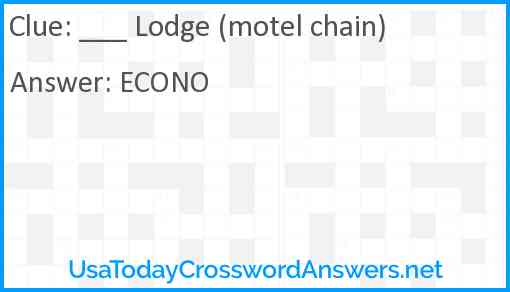 ___ Lodge (motel chain) Answer
