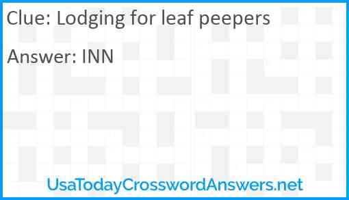 Lodging for leaf peepers Answer