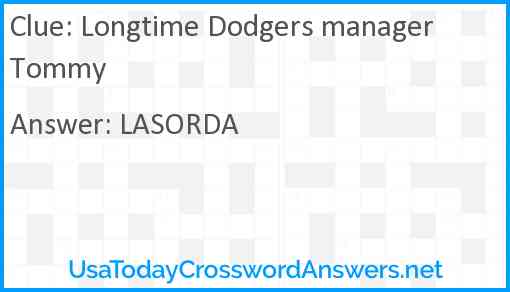 Longtime Dodgers manager Tommy Answer