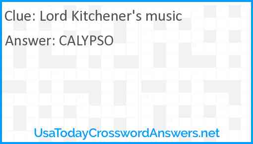 Lord Kitchener's music Answer