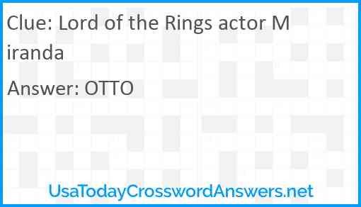 Lord of the Rings actor Miranda Answer