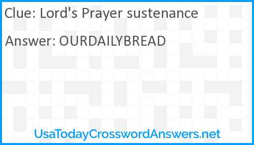 Lord's Prayer sustenance Answer