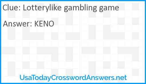 Lotterylike gambling game Answer
