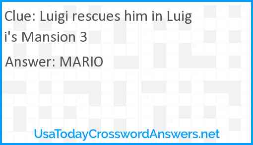 Luigi rescues him in Luigi #39 s Mansion 3 crossword clue