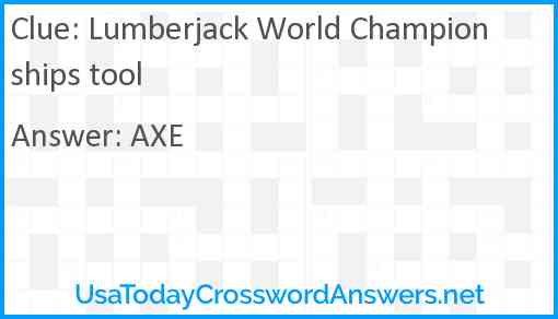 Lumberjack World Championships tool Answer