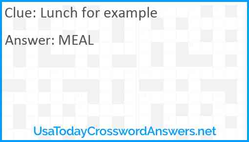 Lunch for example Answer
