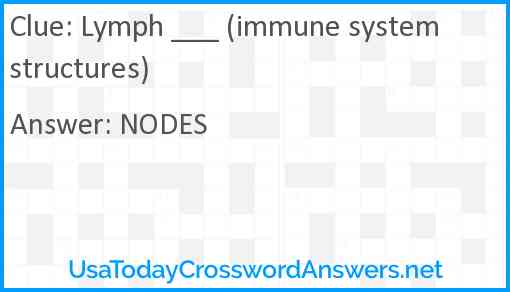 Lymph ___ (immune system structures) Answer