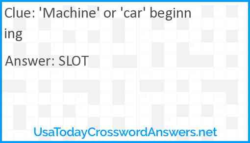 'Machine' or 'car' beginning Answer