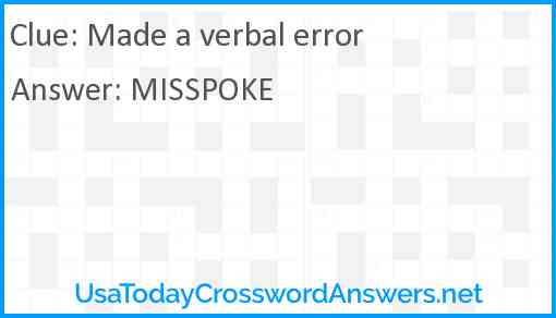 Made a verbal error Answer