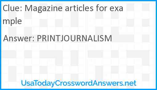 Magazine articles for example Answer
