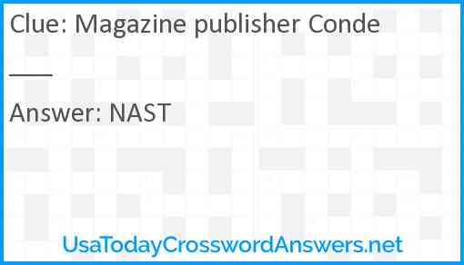 Magazine publisher Conde ___ Answer