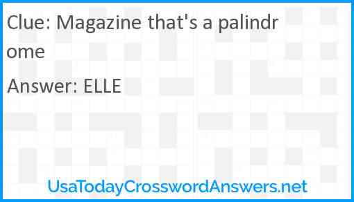 Magazine that's a palindrome Answer