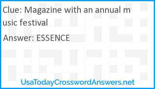 Magazine with an annual music festival Answer