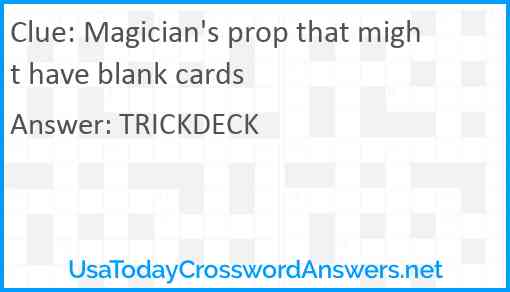 Magician's prop that might have blank cards Answer