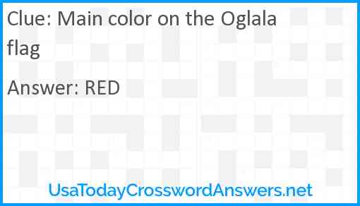 Main color on the Oglala flag Answer