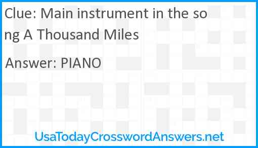Main instrument in the song A Thousand Miles Answer