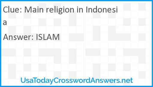 Main religion in Indonesia Answer