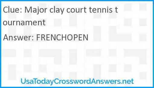 Major clay court tennis tournament Answer