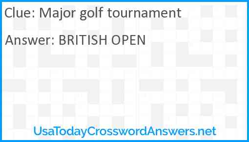 Major golf tournament Answer