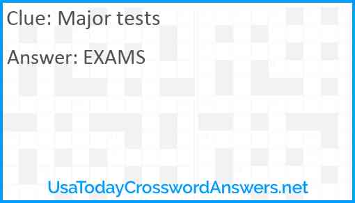 Major tests Answer