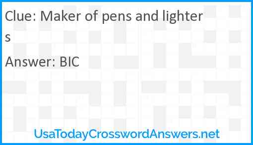 Maker of pens and lighters Answer