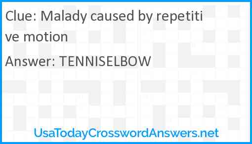 Malady caused by repetitive motion Answer