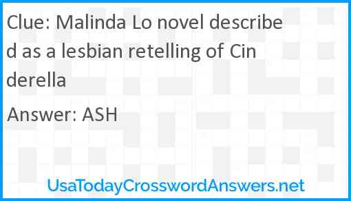 Malinda Lo novel described as a lesbian retelling of Cinderella Answer