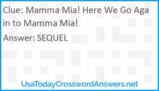 Mamma Mia! Here We Go Again to Mamma Mia! Answer