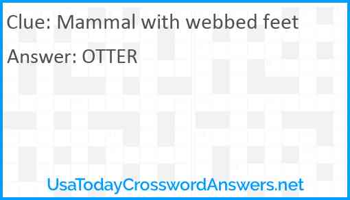Mammal with webbed feet Answer