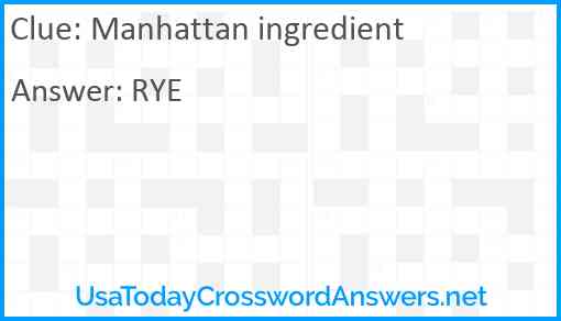 Manhattan ingredient Answer