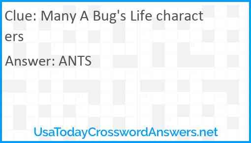 Many A Bug's Life characters Answer