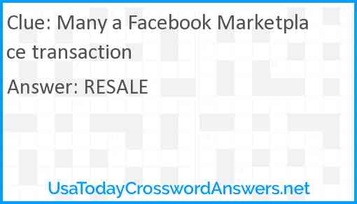 Many a Facebook Marketplace transaction Answer