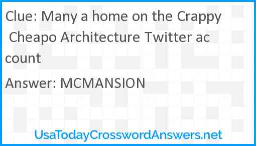 Many a home on the Crappy Cheapo Architecture Twitter account Answer