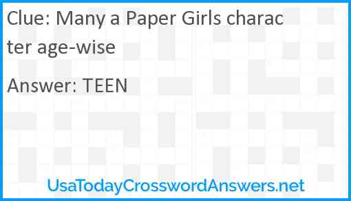 Many a Paper Girls character age-wise Answer