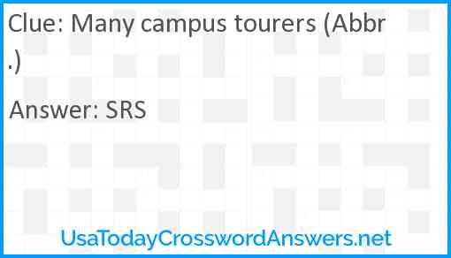 Many campus tourers (Abbr.) Answer