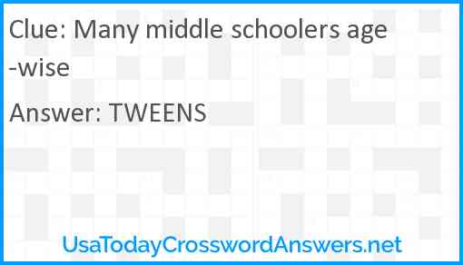 Many middle schoolers age-wise Answer