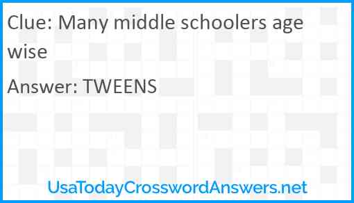 Many middle schoolers agewise Answer