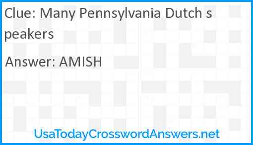 Many Pennsylvania Dutch speakers Answer