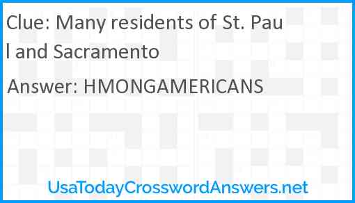 Many residents of St. Paul and Sacramento Answer