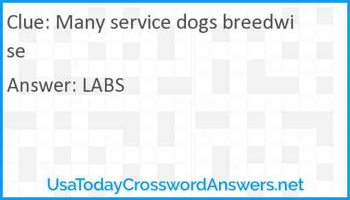 Many service dogs breedwise Answer