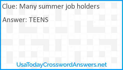 Many summer job holders Answer
