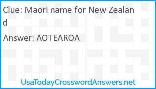 Maori name for New Zealand Answer